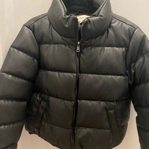 Sebby Collection leather puffer jacket